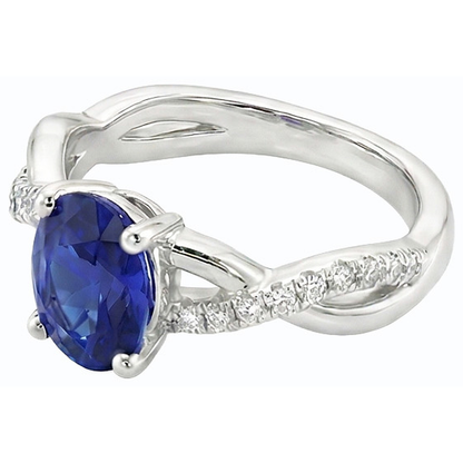 Gemstone Oval Ceylon Sapphire Ring 4.50 Carats Natural Earth Mined Diamonds Jewelry