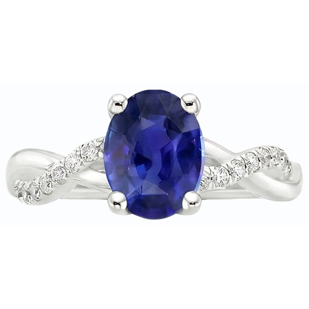 Gemstone Oval Ceylon Sapphire Ring 4.50 Carats Natural Earth Mined Diamonds Jewelry