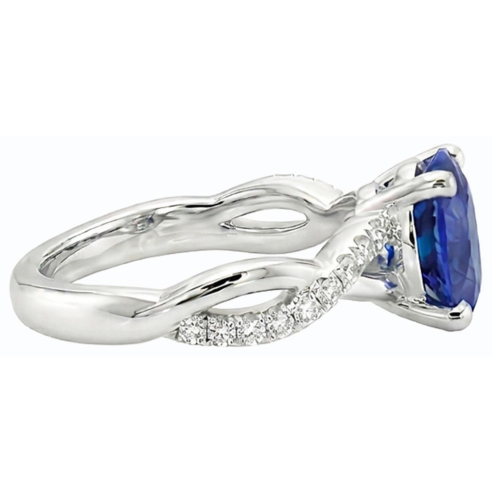 Gemstone Oval Ceylon Sapphire Ring 4.50 Carats Natural Earth Mined Diamonds Jewelry