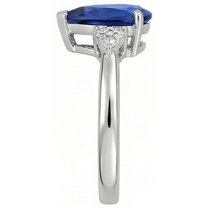 Gemstone Pear Deep Blue Sapphire Ring & Natural Earth Mined Diamonds 2.50 Carats