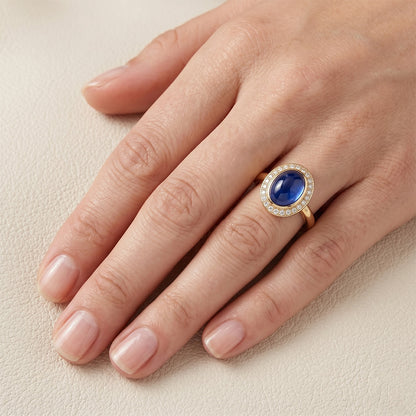 Gemstone Ring 14 Karat Yellow Gold – Royal Blue Sapphire Oval