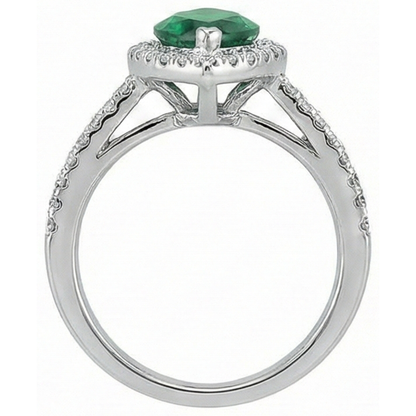 Gemstone Ring 14K Marquise Green Emerald GIA & Round Natural Earth Mined Diamonds 3.35 Ct.