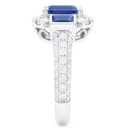 Gemstone Ring Asscher & Emerald Sapphire Natural Earth Mined Diamond Jewelry 4.50 Carats