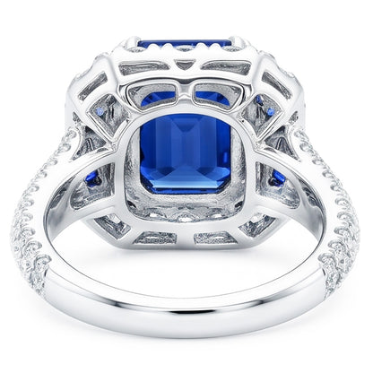 Gemstone Ring Asscher & Emerald Sapphire Natural Earth Mined Diamond Jewelry 4.50 Carats