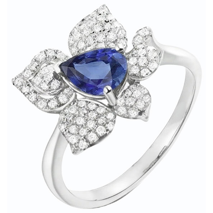 natural round sapphire 2.50ct ring front view
