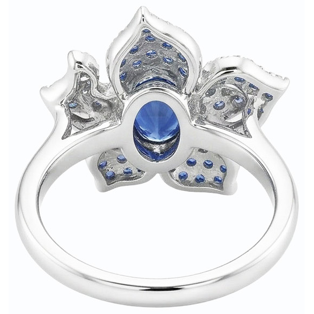 natural round sapphire 2.50ct ring on white background