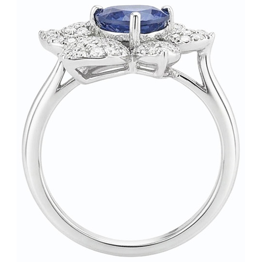 natural round sapphire 2.50ct ring profile view