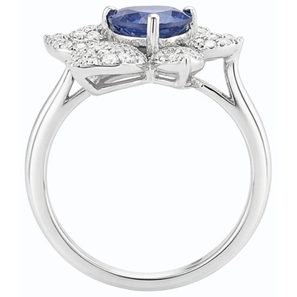 natural round sapphire 2.50ct ring profile view