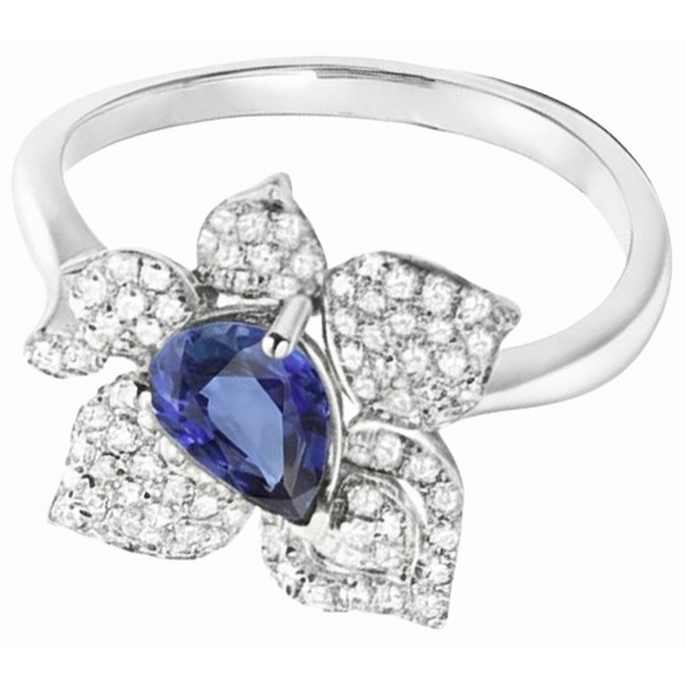 natural round sapphire 2.50ct ring close up detail