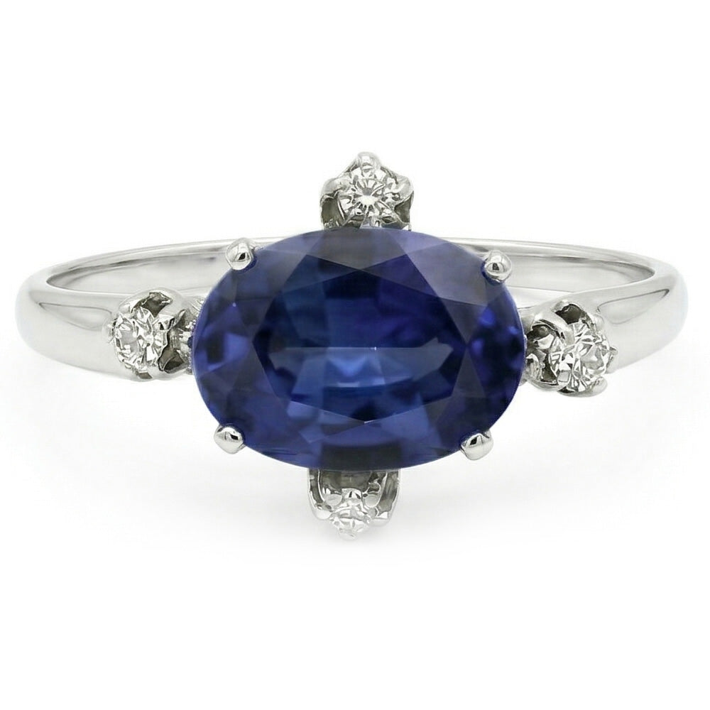 natural round sapphire 3.50ct ring side angle