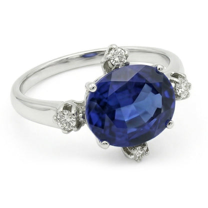 natural round sapphire 3.50ct ring close up detail