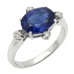 Natural Sapphire Ring 3.50ct - White Gold 14K