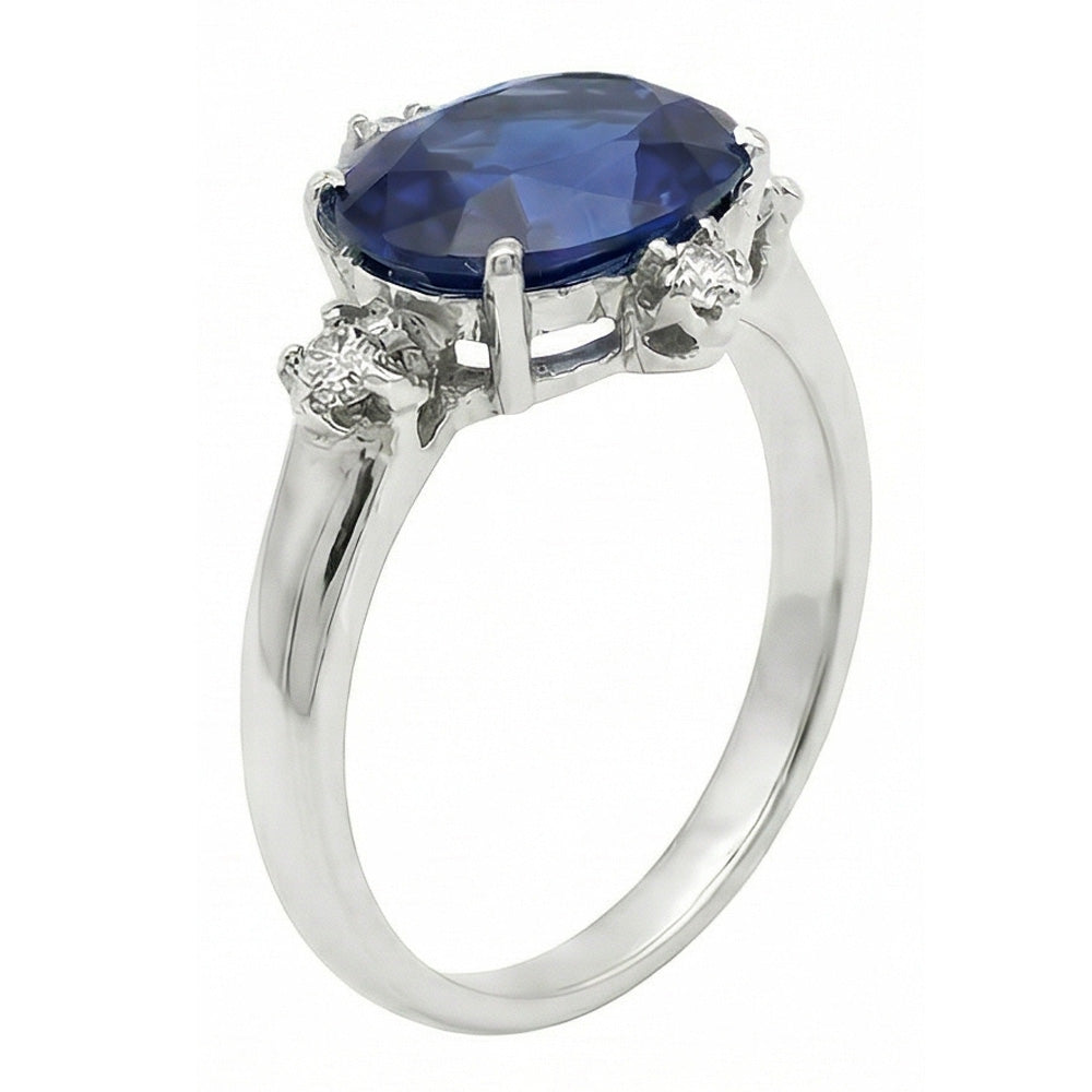natural round sapphire 3.50ct ring profile view