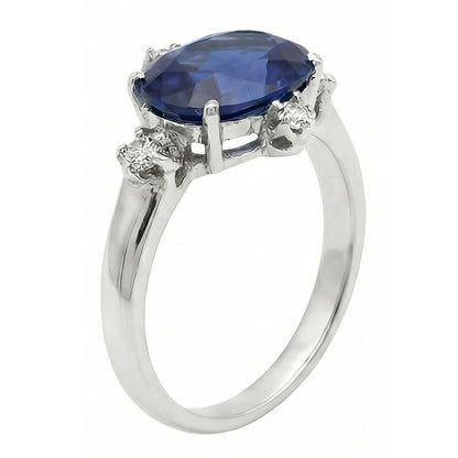 natural round sapphire 3.50ct ring profile view