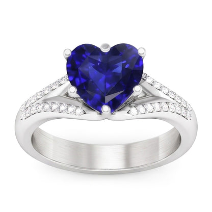 Gemstone Ring Ceylon Sapphire Natural Earth Mined Diamond Pave Split Shank 3.50 Carats