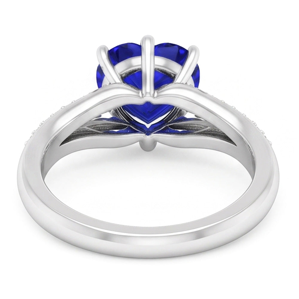 Gemstone Ring Ceylon Sapphire Natural Earth Mined Diamond Pave Split Shank 3.50 Carats