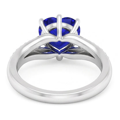 Gemstone Ring Ceylon Sapphire Natural Earth Mined Diamond Pave Split Shank 3.50 Carats