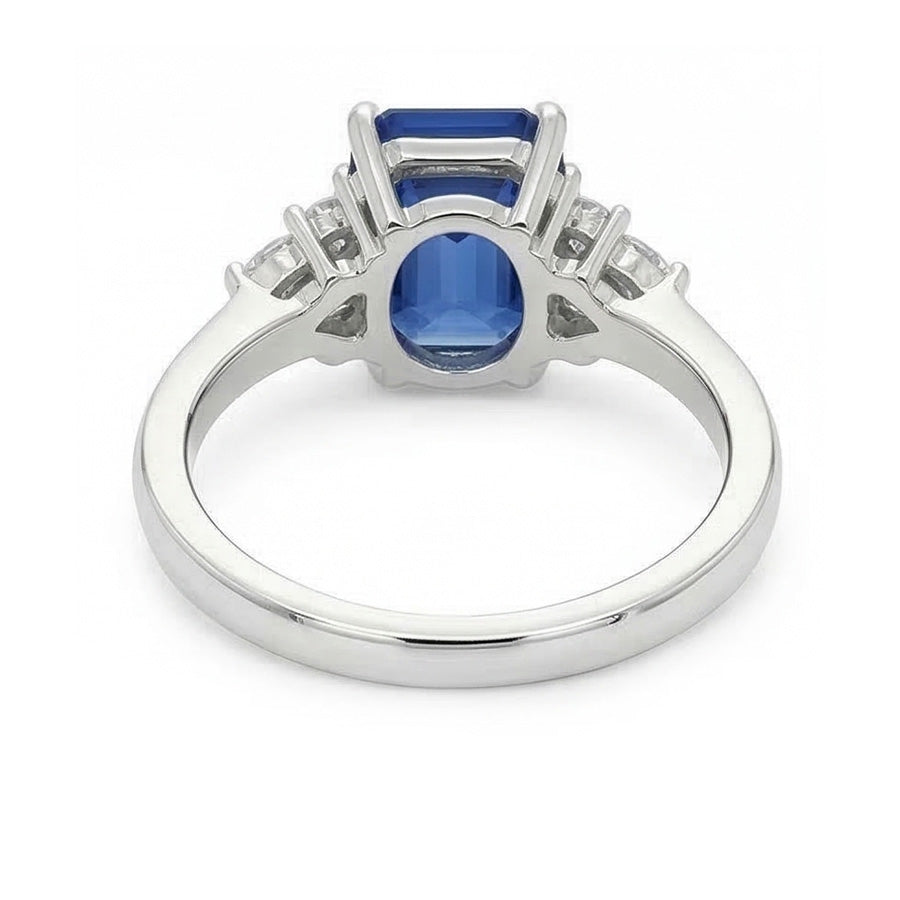 Gemstone Ring Emerald Ceylon Sapphire Pear & Round Natural Earth Mined Diamonds 3 Carats