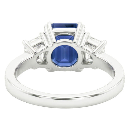 Gemstone Ring Emerald Sapphire 4.50 Carats Trapezoid & Round Natural Earth Mined Diamonds