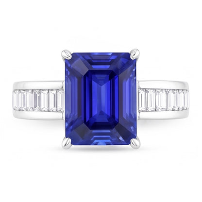 Gemstone Ring Emerald Sapphire Baguette & Round Natural Earth Mined Diamonds 4.50 Carats