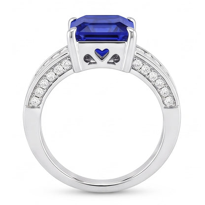 Gemstone Ring Emerald Sapphire Baguette & Round Natural Earth Mined Diamonds 4.50 Carats