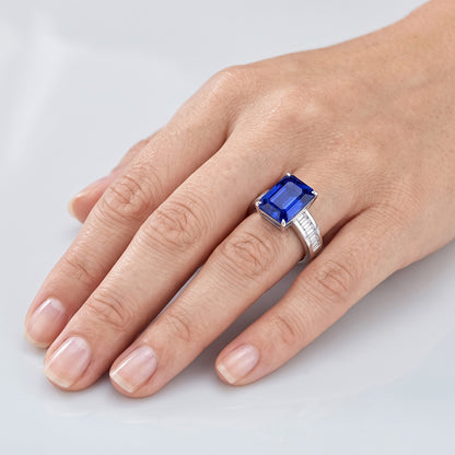 Gemstone Ring Emerald Sapphire Baguette & Round Natural Earth Mined Diamonds 4.50 Carats