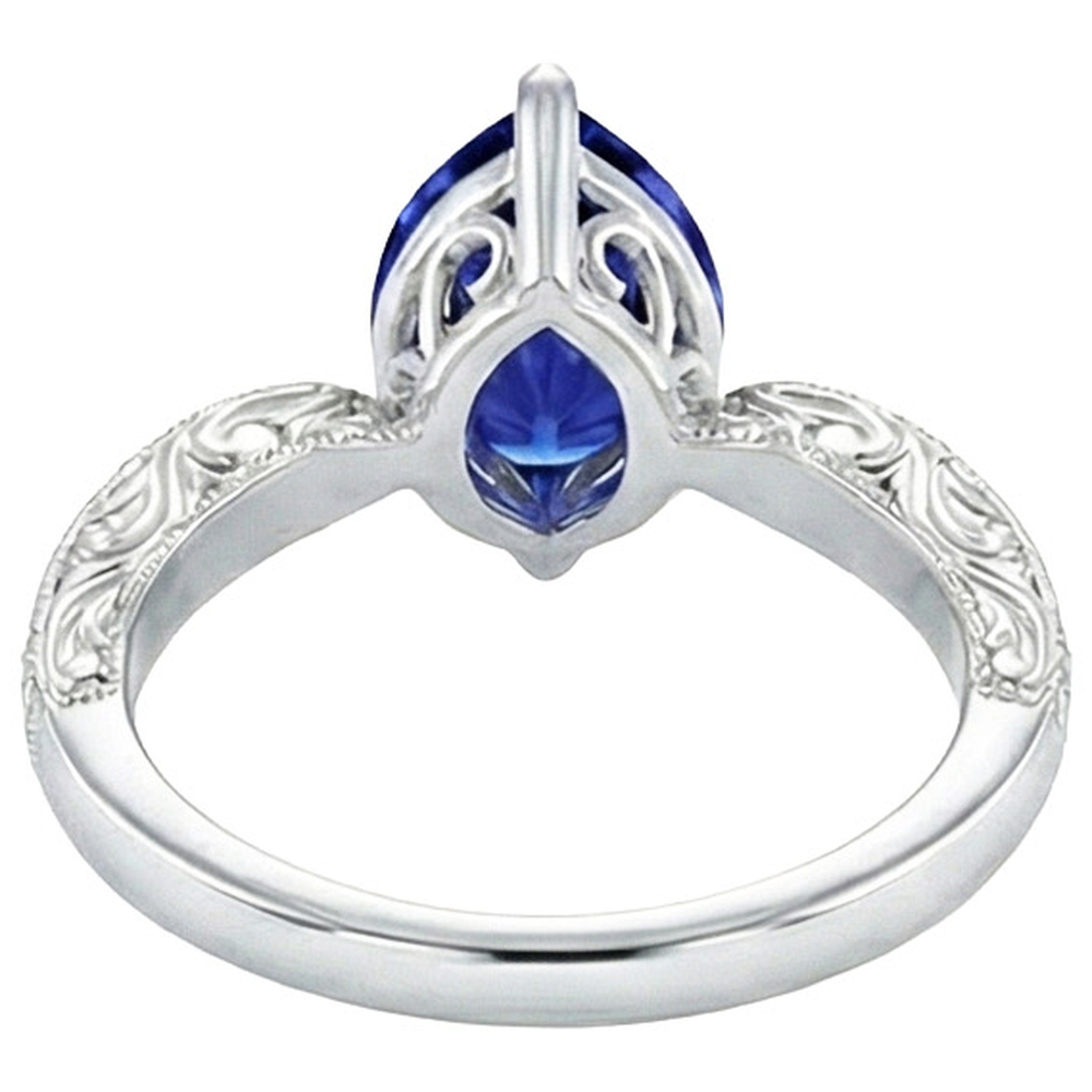 Gemstone Ring Filigree Shank Ceylon Sapphire & Natural Earth Mined Diamonds 2 Carats
