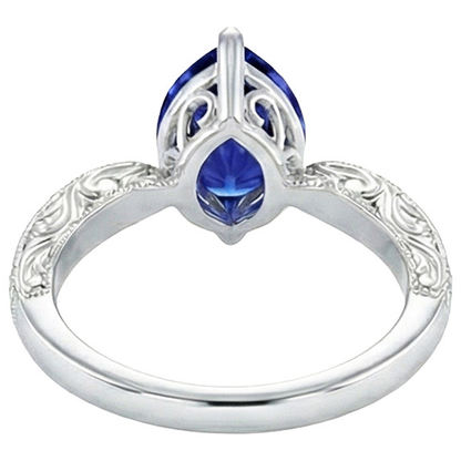 Gemstone Ring Filigree Shank Ceylon Sapphire & Natural Earth Mined Diamonds 2 Carats