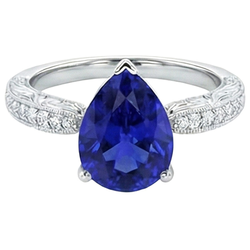 Gemstone Ring Filigree Shank Ceylon Sapphire & Natural Earth Mined Diamonds 2 Carats