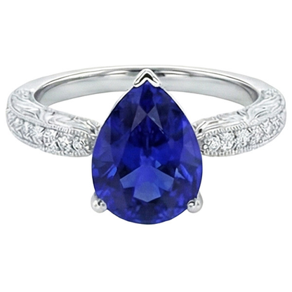Gemstone Ring Filigree Shank Ceylon Sapphire & Natural Earth Mined Diamonds 2 Carats