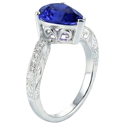 Gemstone Ring Filigree Shank Ceylon Sapphire & Natural Earth Mined Diamonds 2 Carats