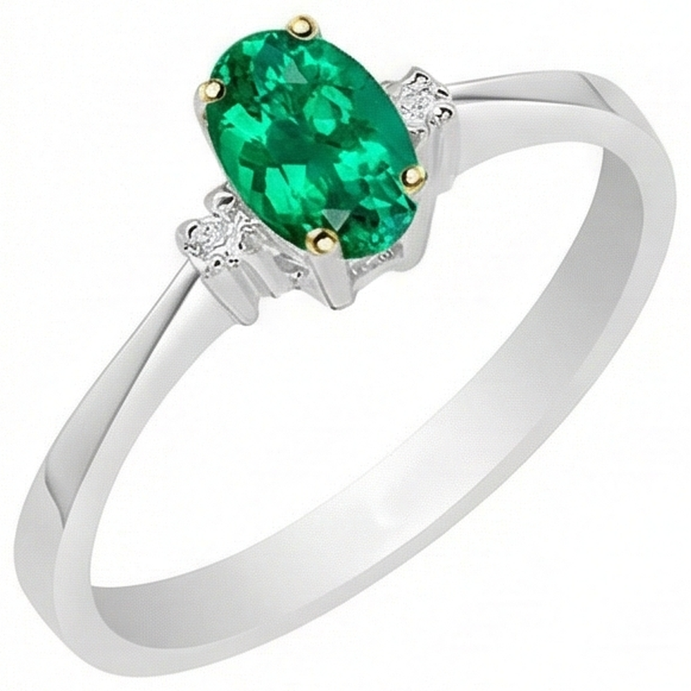 Natural Real ( Not Lab Grown ) Gemstone Ring Oval Green Emerald GIA Jewelry Casual