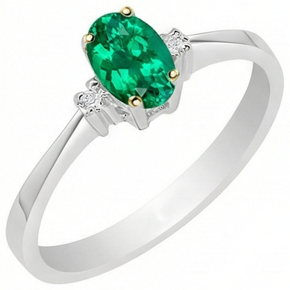Natural Real ( Not Lab Grown ) Gemstone Ring Oval Green Emerald GIA Jewelry Casual