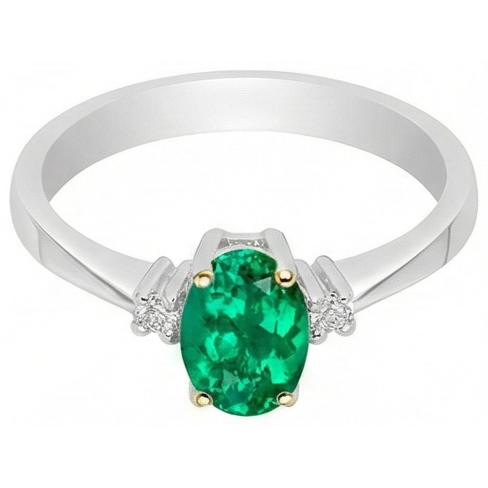 Natural Real ( Not Lab Grown ) Gemstone Ring Oval Green Emerald GIA Jewelry Casual