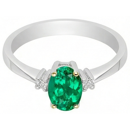 Natural Real ( Not Lab Grown ) Gemstone Ring Oval Green Emerald GIA Jewelry Casual