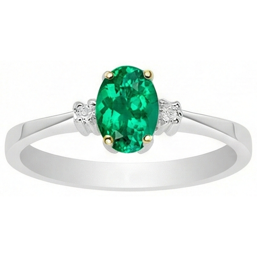 Natural Real ( Not Lab Grown ) Gemstone Ring Oval Green Emerald GIA Jewelry Casual