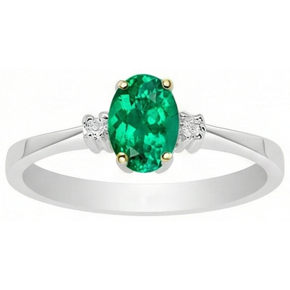 Natural Real ( Not Lab Grown ) Gemstone Ring Oval Green Emerald GIA Jewelry Casual
