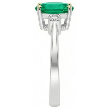 Natural Real ( Not Lab Grown ) Gemstone Ring Oval Green Emerald GIA Jewelry Casual
