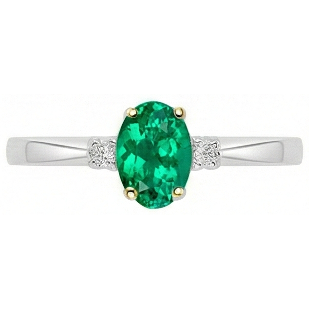 Natural Real ( Not Lab Grown ) Gemstone Ring Oval Green Emerald GIA Jewelry Casual