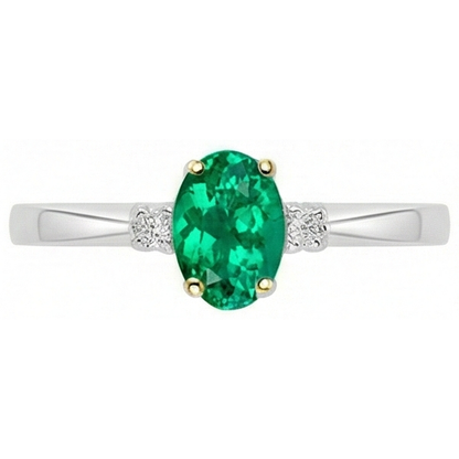 Natural Real ( Not Lab Grown ) Gemstone Ring Oval Green Emerald GIA Jewelry Casual