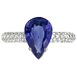 Natural Sapphire Ring 5.50ct - White Gold 14K