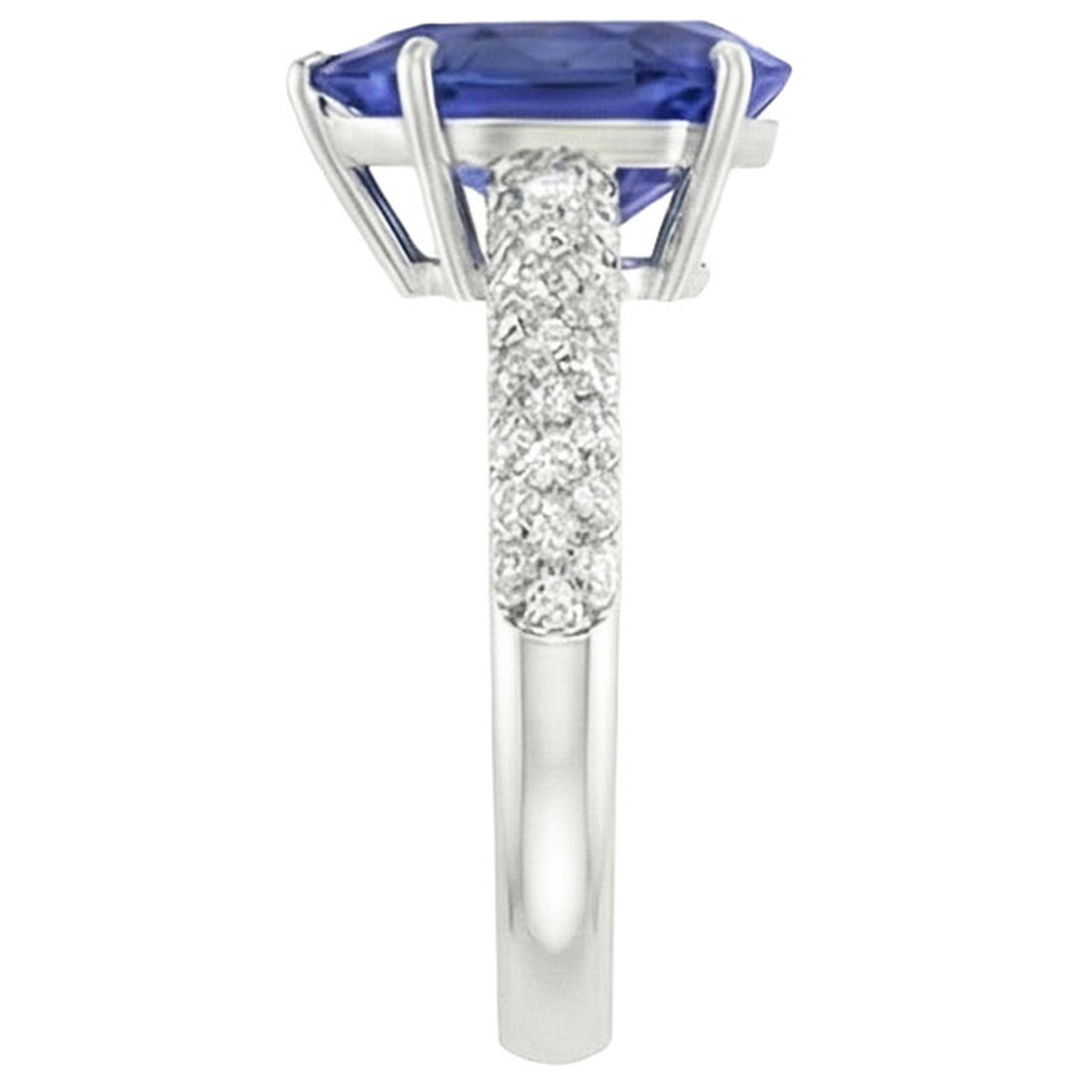 natural round sapphire 5.50ct ring profile view