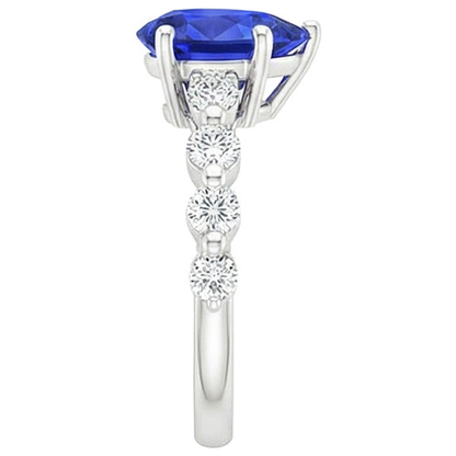 Gemstone Ring Pear Sri Lankan Sapphire & Natural Earth Mined Diamond Accents 4 Carats