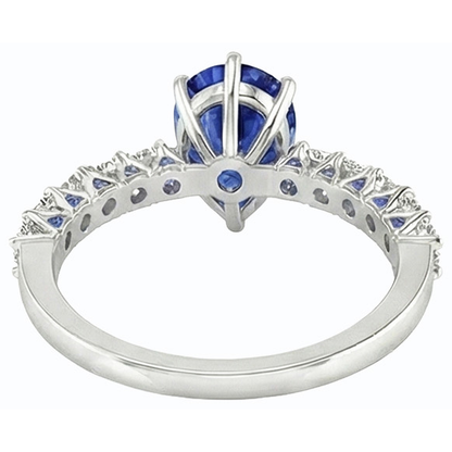 natural round sapphire 3ct ring profile view