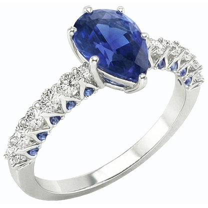 natural round sapphire 3ct ring front view