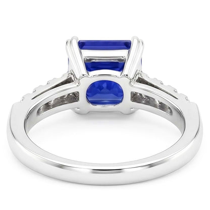 Gemstone Ring Radiant Blue Sapphire Prong Set Natural Earth Mined Diamonds 2.50 Carats