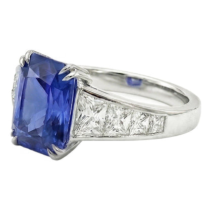 Gemstone Ring Radiant Sapphire Channel Set Trapezoid Natural Earth Mined Diamonds 5 carats