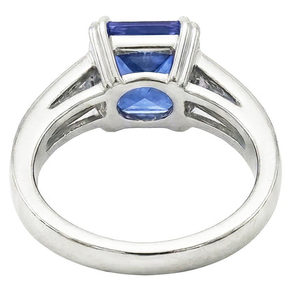 Gemstone Ring Radiant Sapphire Channel Set Trapezoid Natural Earth Mined Diamonds 5 carats
