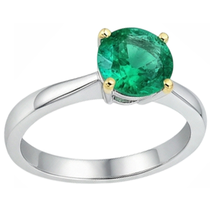 Natural Real ( Not Lab Grown ) Gemstone Ring Solitaire Green Emerald GIA Tapered Shank