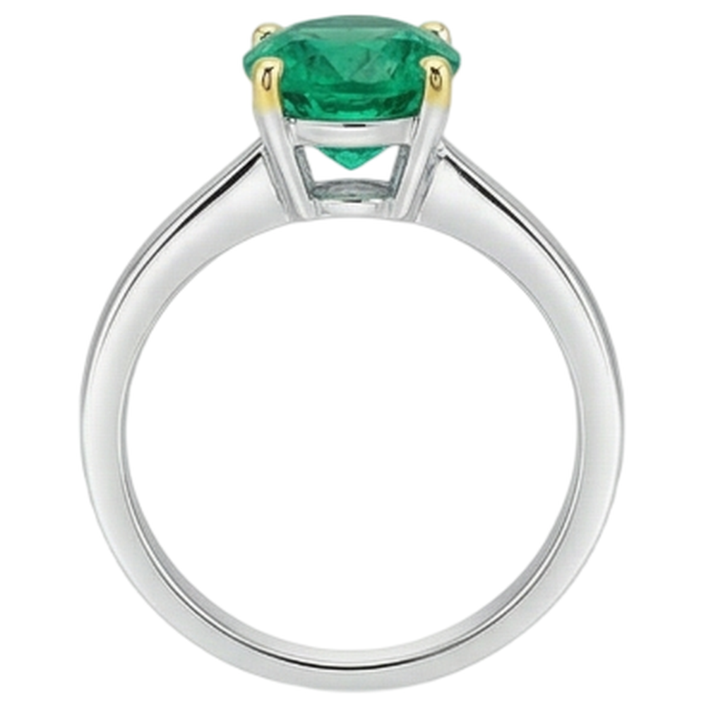 Natural Real ( Not Lab Grown ) Gemstone Ring Solitaire Green Emerald GIA Tapered Shank